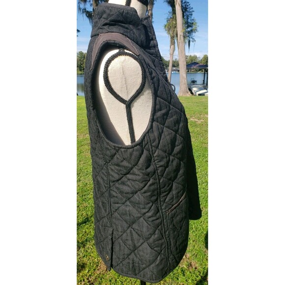 Lauren Jeans Co. Ralph Lauren Quilted Vest Women's Size L Black Denim & Leather - Picture 5 of 14